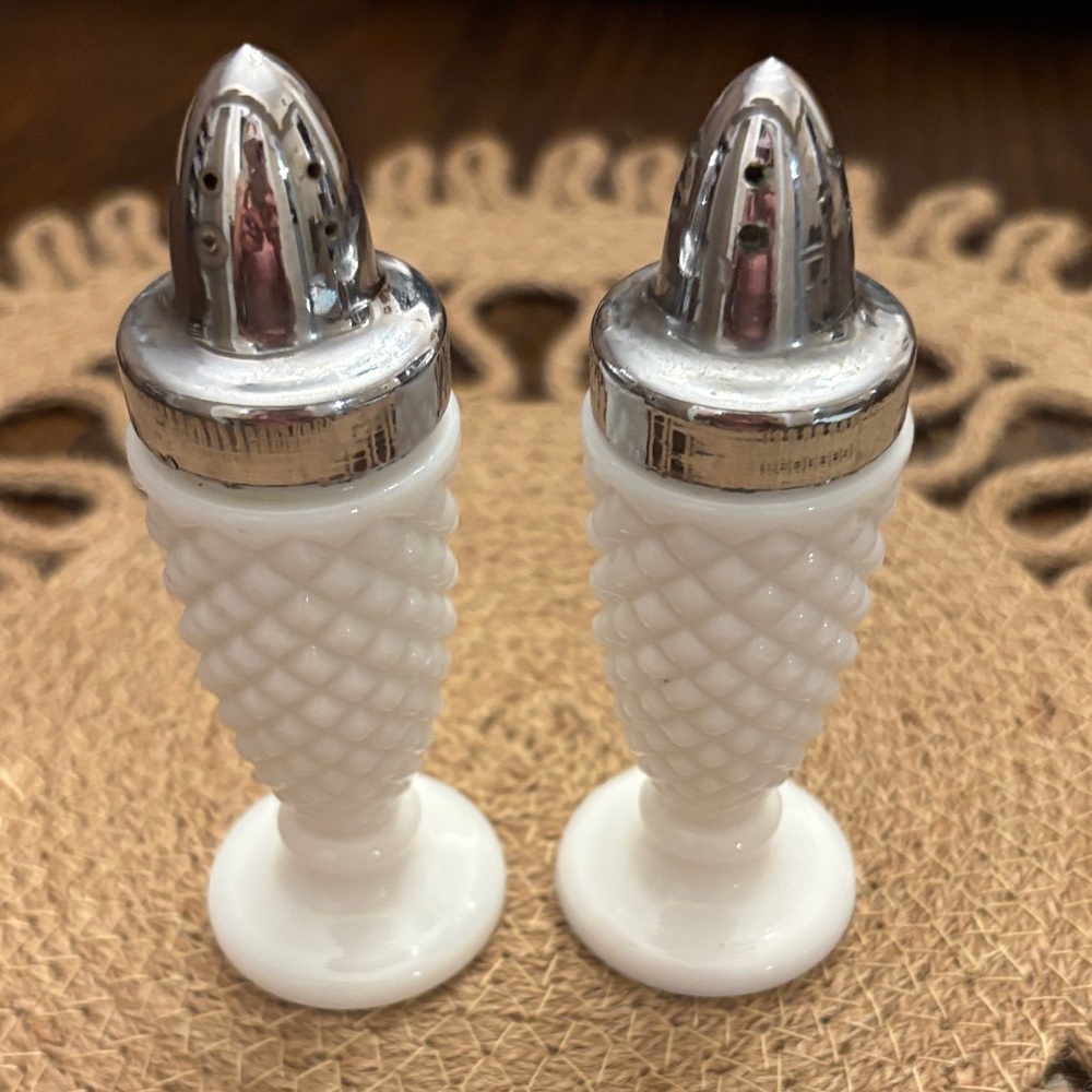 Vintage Westmoreland White Milk Glass Salt and Pepper Shakers